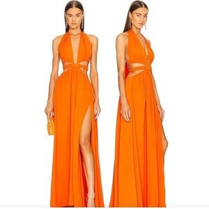 Michael Costello x Revolve Kenny Maxi Dress in Orange, Size XXS